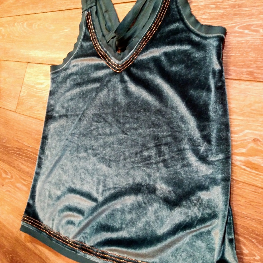 Abercrombie & Fitch Velvet Tank Top in Dark Teal
